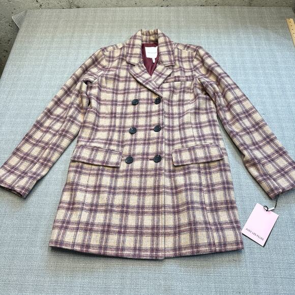 Avec Les Filles Blazer Jacket Womens Small Plaid Boyfriend Academia‎ Preppy - Picture 1 of 9